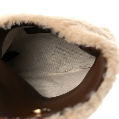 Saint Laurent Shearling Quilted Monogram Loulou Puffer Pouch Clutch Natural Beige Brick 6 of 10