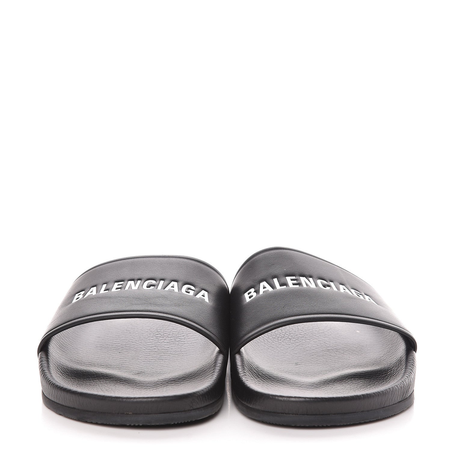 Balenciaga Nappa Logo Pool Slide Sandals 41 Black White 2 of 10