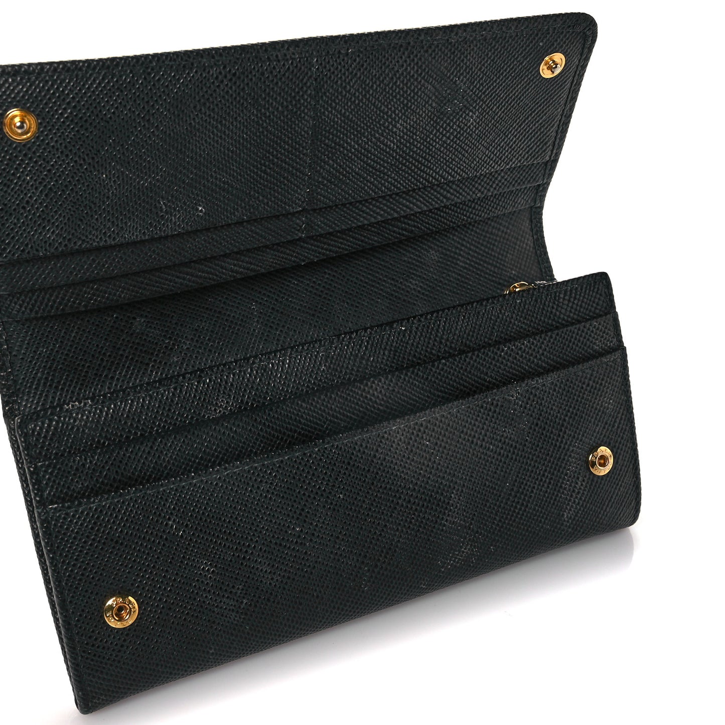 Saffiano Metal Continental Flap Wallet Black