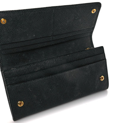 Prada Saffiano Metal Continental Flap Wallet Black 19 of 19