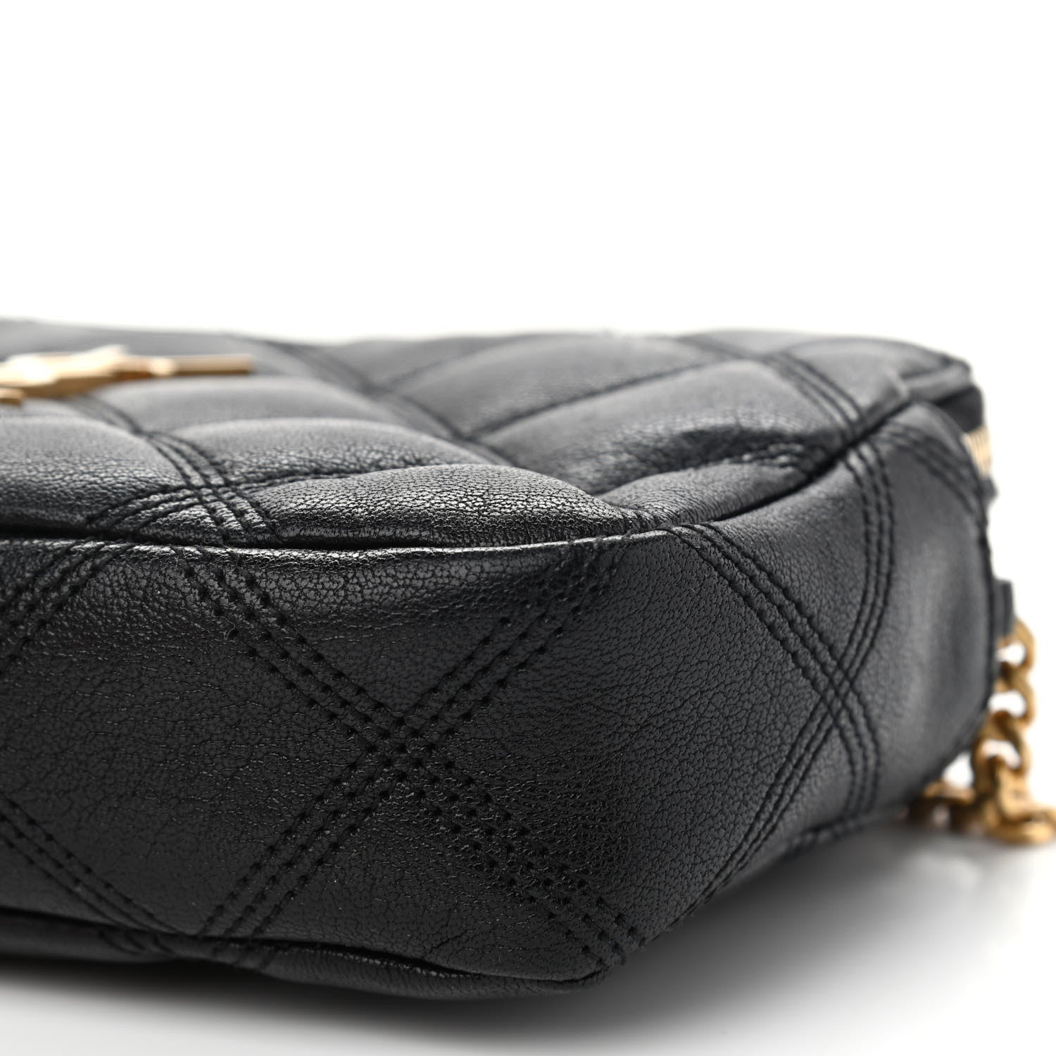 Saint Laurent Grained Lambskin Quilted Mini Becky Double Zip Bag Black 10 of 10