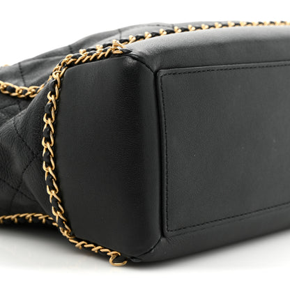 Chanel Calfskin Quilted Chain Lines Shopping Tote Black 9 of 15