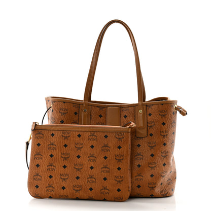 MCM Visetos Medium Liz Reversible Shopper Tote Cognac 4 of 17
