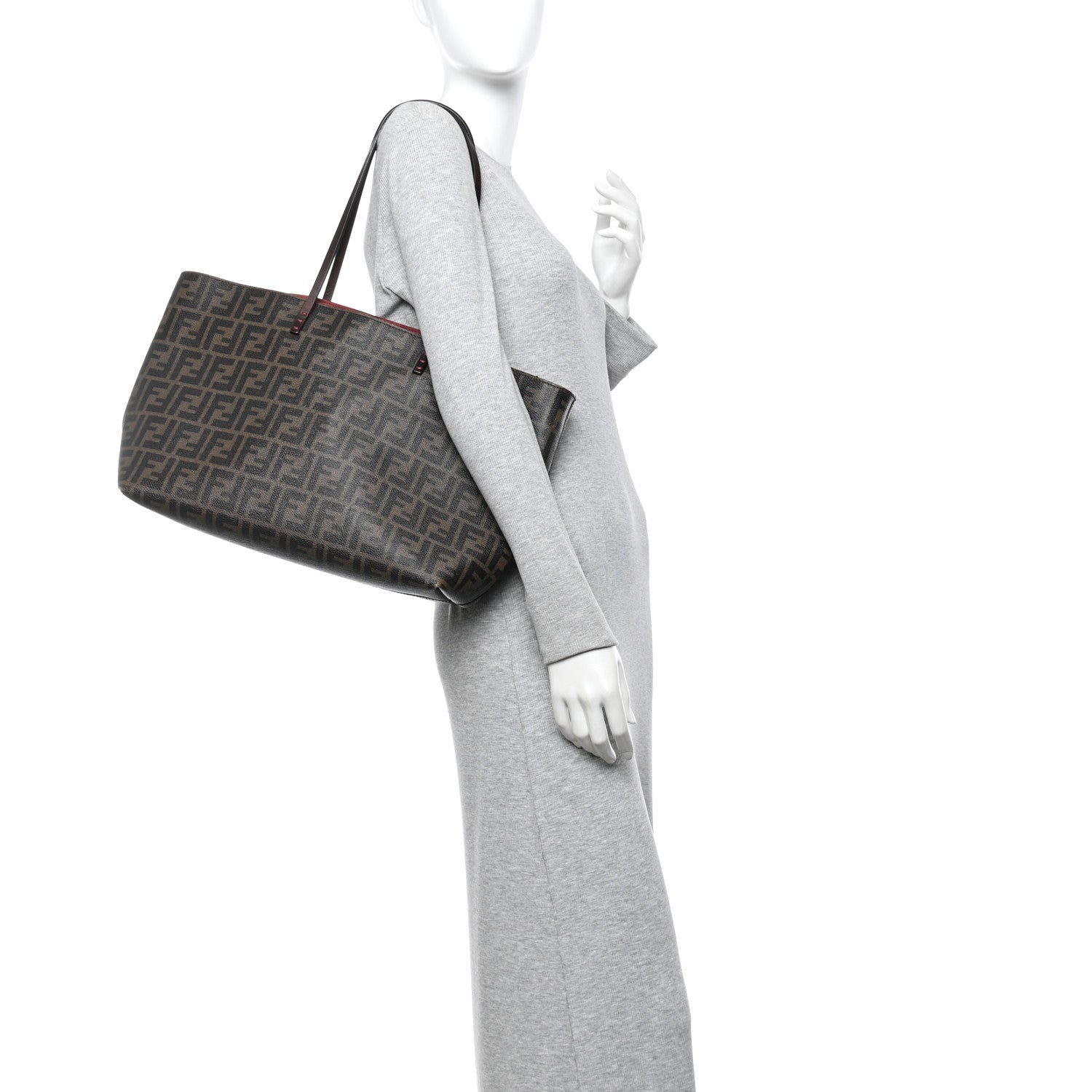 Fendi Zucca Spalmati Medium Roll Tote Tobacco Rosso 2 of 9