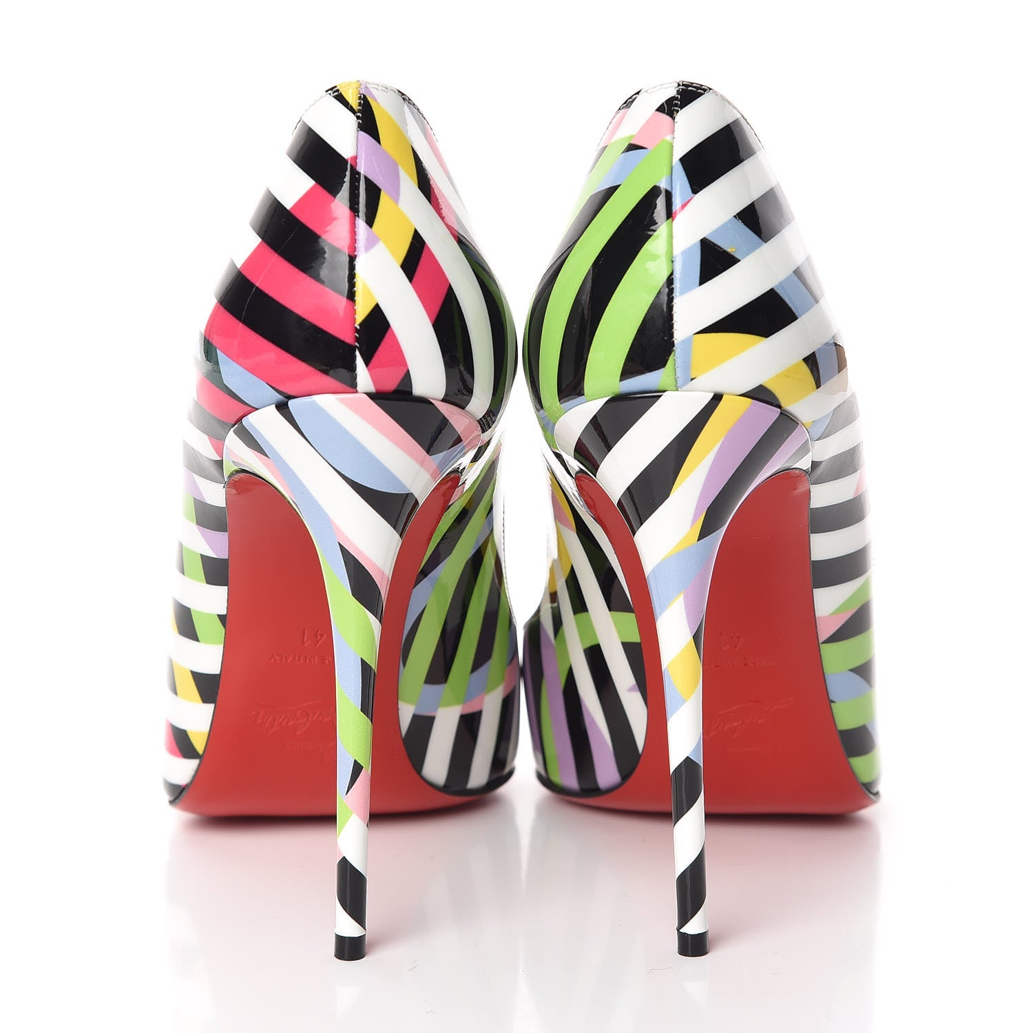 Christian Louboutin Patent Cinestripes Pigalle Follies 100 Pumps 41 Multi 8 of 13