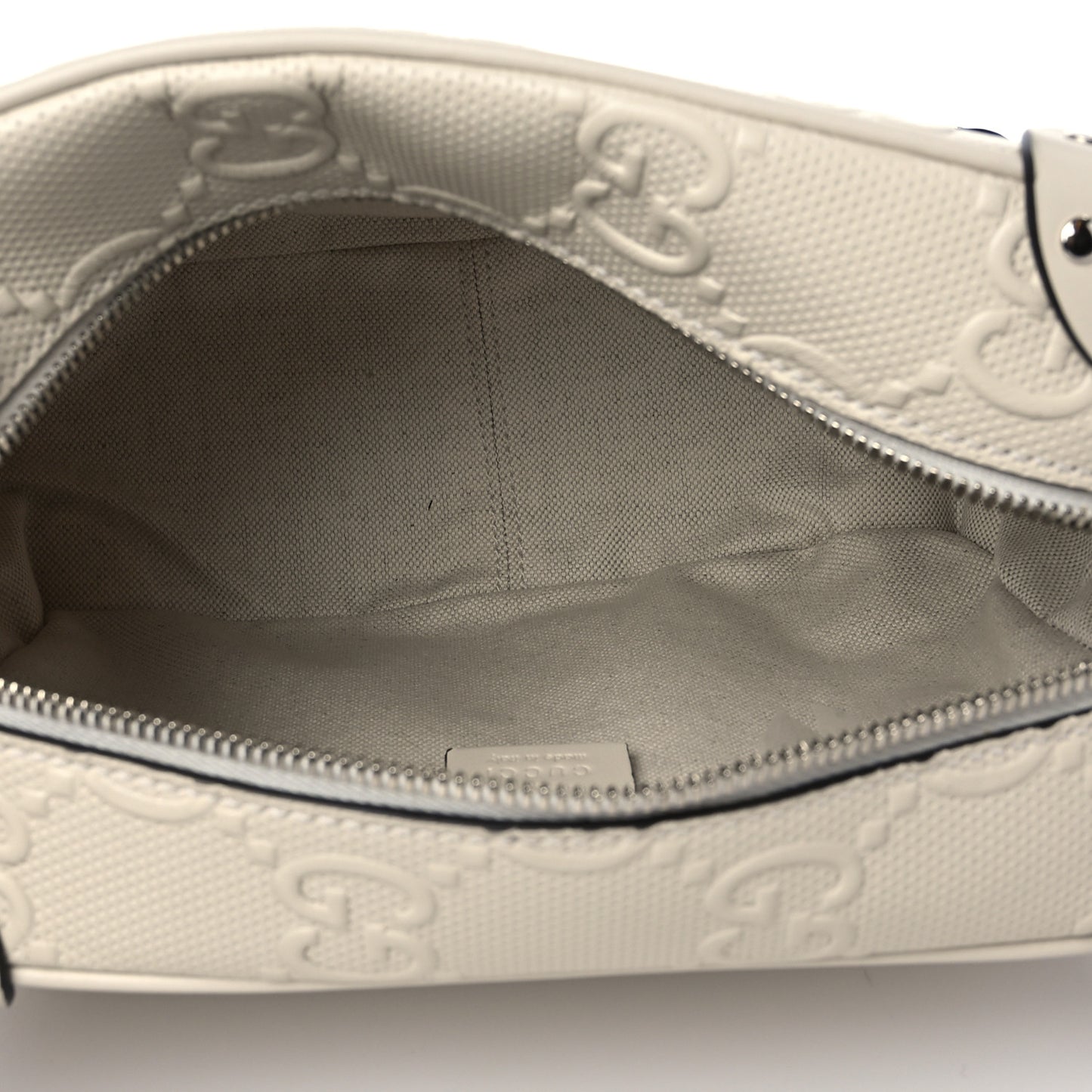 Calfskin GG Tennis Embossed Square Messenger Bag Mystic White