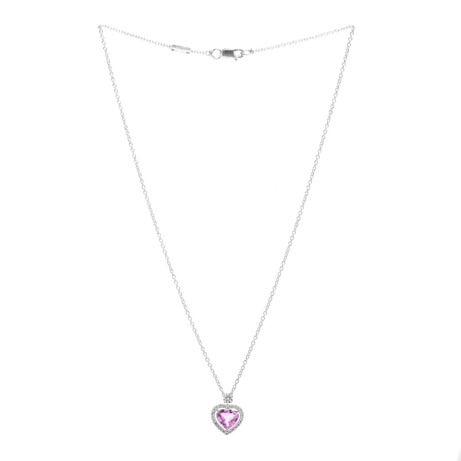 Graff 18K White Gold Diamond Pink Sapphire Constellation Heart Pendant Necklace 3 of 6