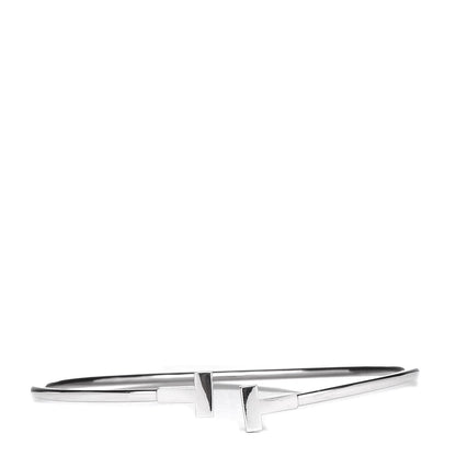 Tiffany 18K White Gold Narrow T Wire Bracelet 1 of 6