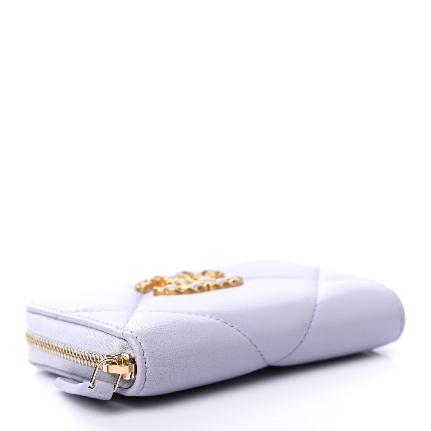 Chanel Lambskin Quilted 19 Zip Around Coin Purse Wallet Light Purple 4 of 7