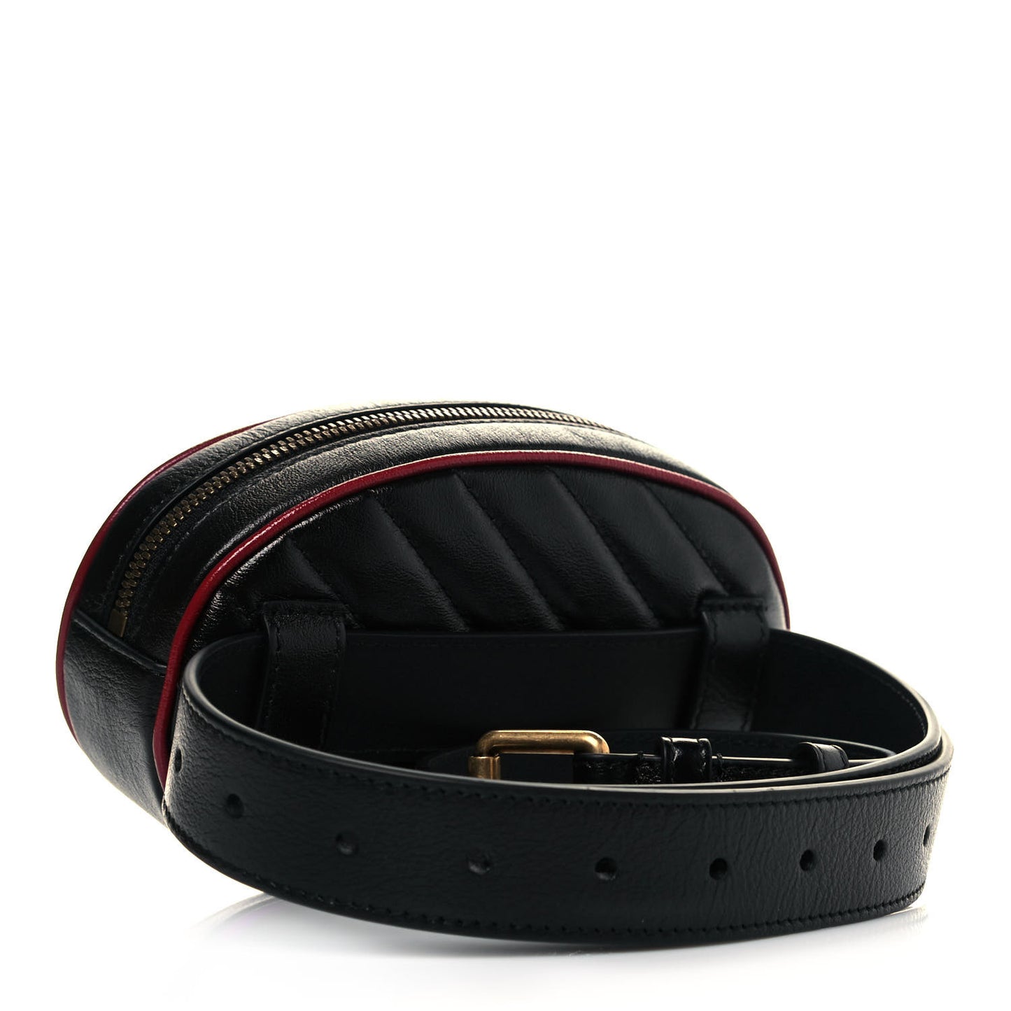 Azalea Calfskin Matelasse Diagonal Torchon GG Marmont Belt Bag 85 34 Black Romantic Cerise