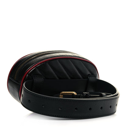 Gucci Azalea Calfskin Matelasse Diagonal Torchon GG Marmont Belt Bag 85 34 Black Romantic Cerise 2 of 11