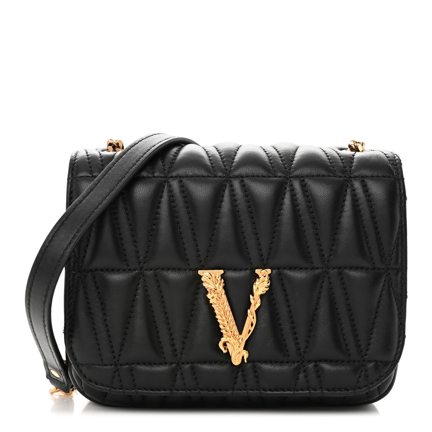 Versace Nappa Quilted Virtus Bag Black 1 of 14