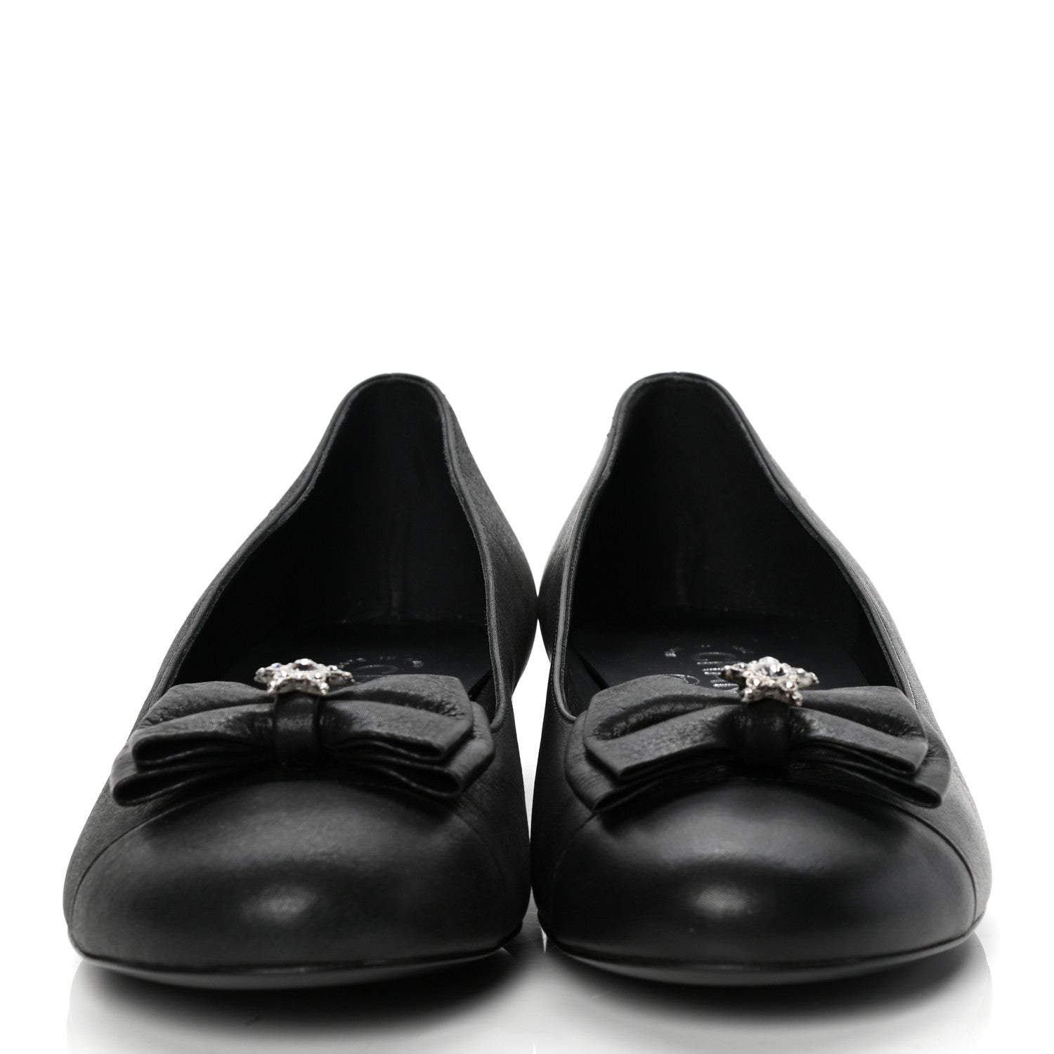 Chanel Buffalo Glitter Bow Ballerina Flats 38.5 Black 2 of 10