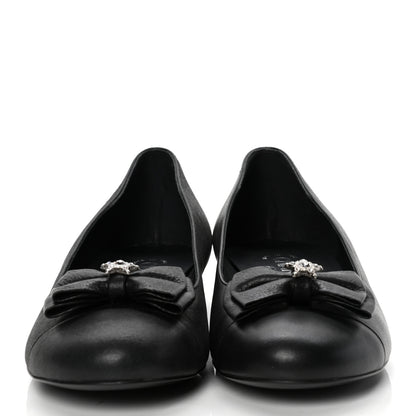 Chanel Buffalo Glitter Bow Ballerina Flats 38.5 Black 2 of 10