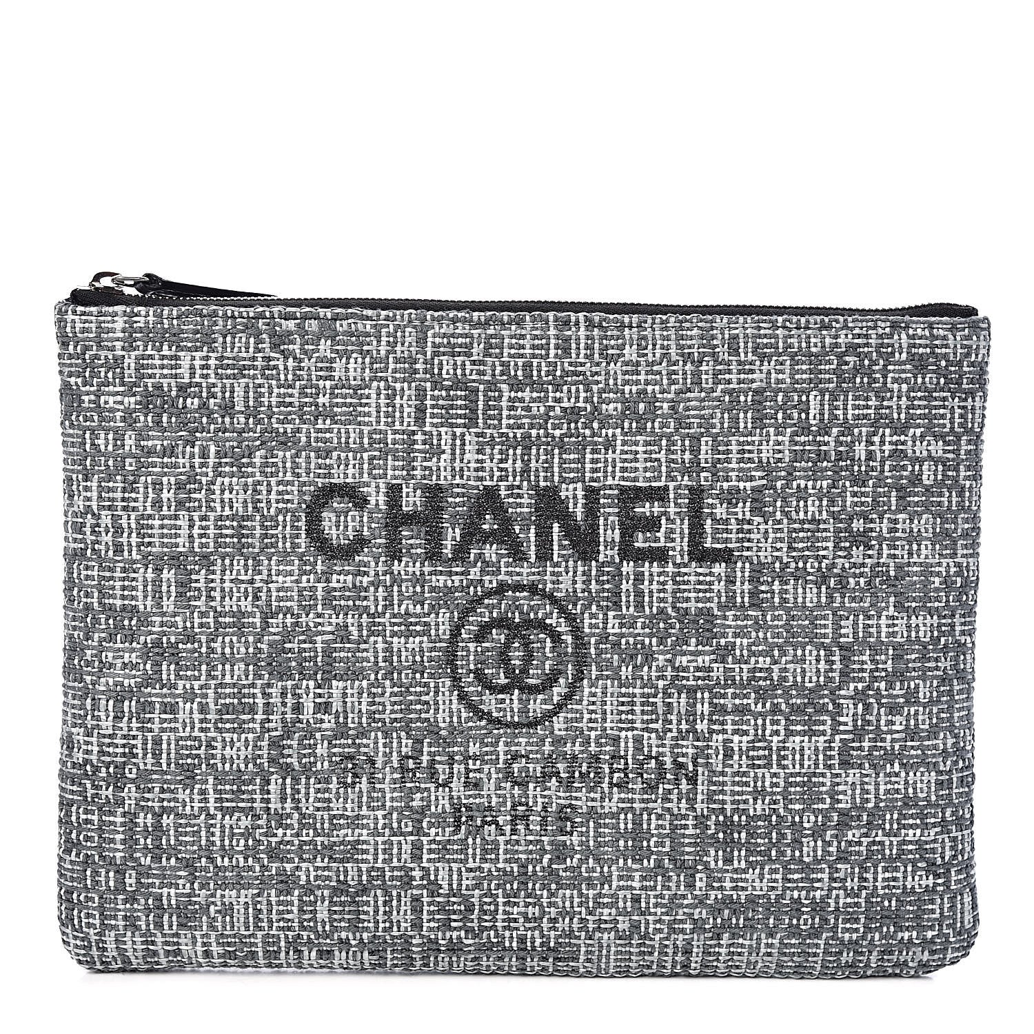Chanel Canvas Small Deauville Pouch Charcoal 1 of 8