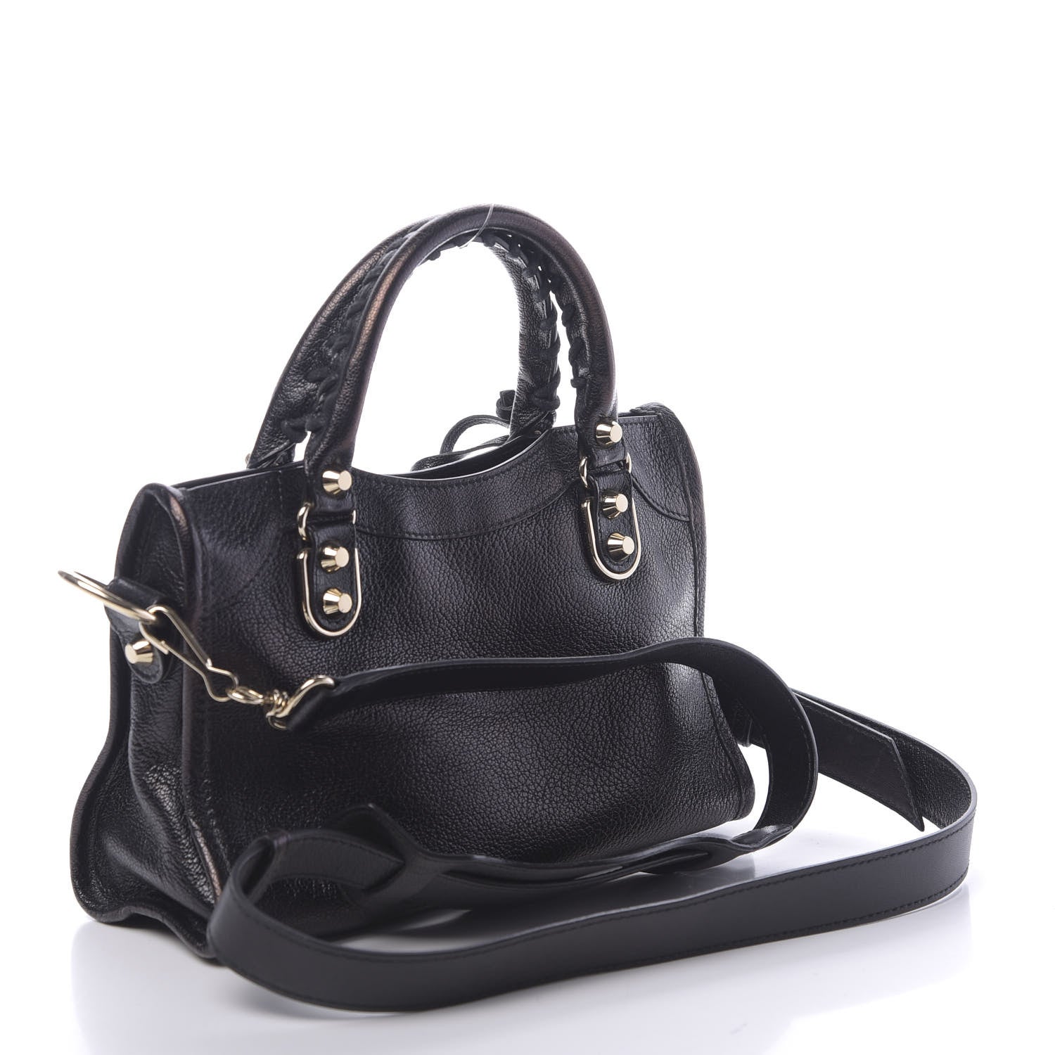 Balenciaga Chevre Gold Metallic Edge Hardware Mini City Black 3 of 10