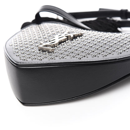 Saint Laurent Calfskin Studded Monogram Heart Shoulder Bag Black 9 of 10