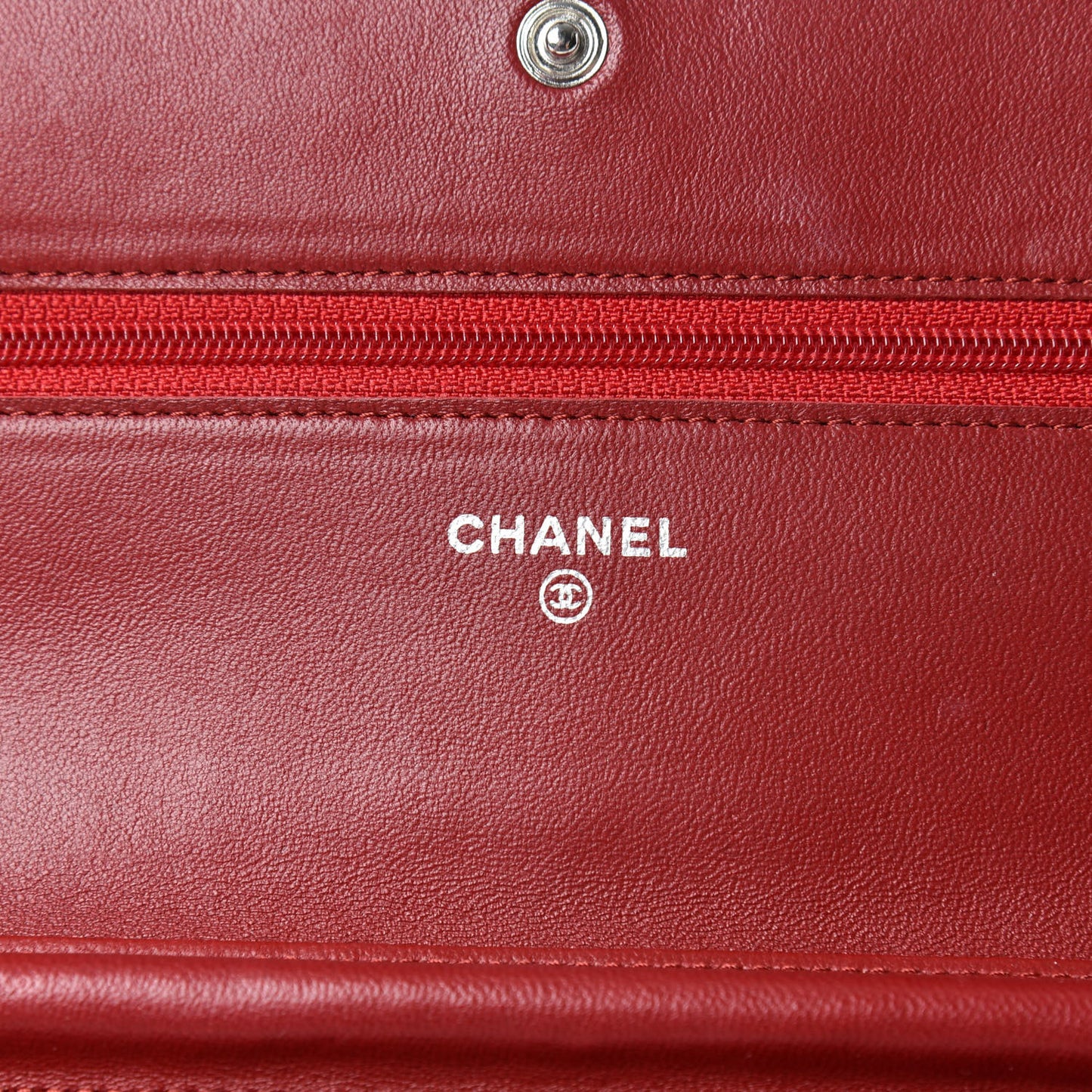 Lambskin Camellia Embossed Wallet On Chain WOC Red