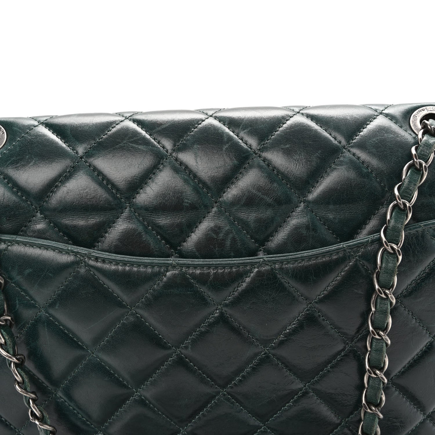 Chanel Felt Glazed Calfskin Quilted Edelweiss Flower Flap Dark Green 11 of 11