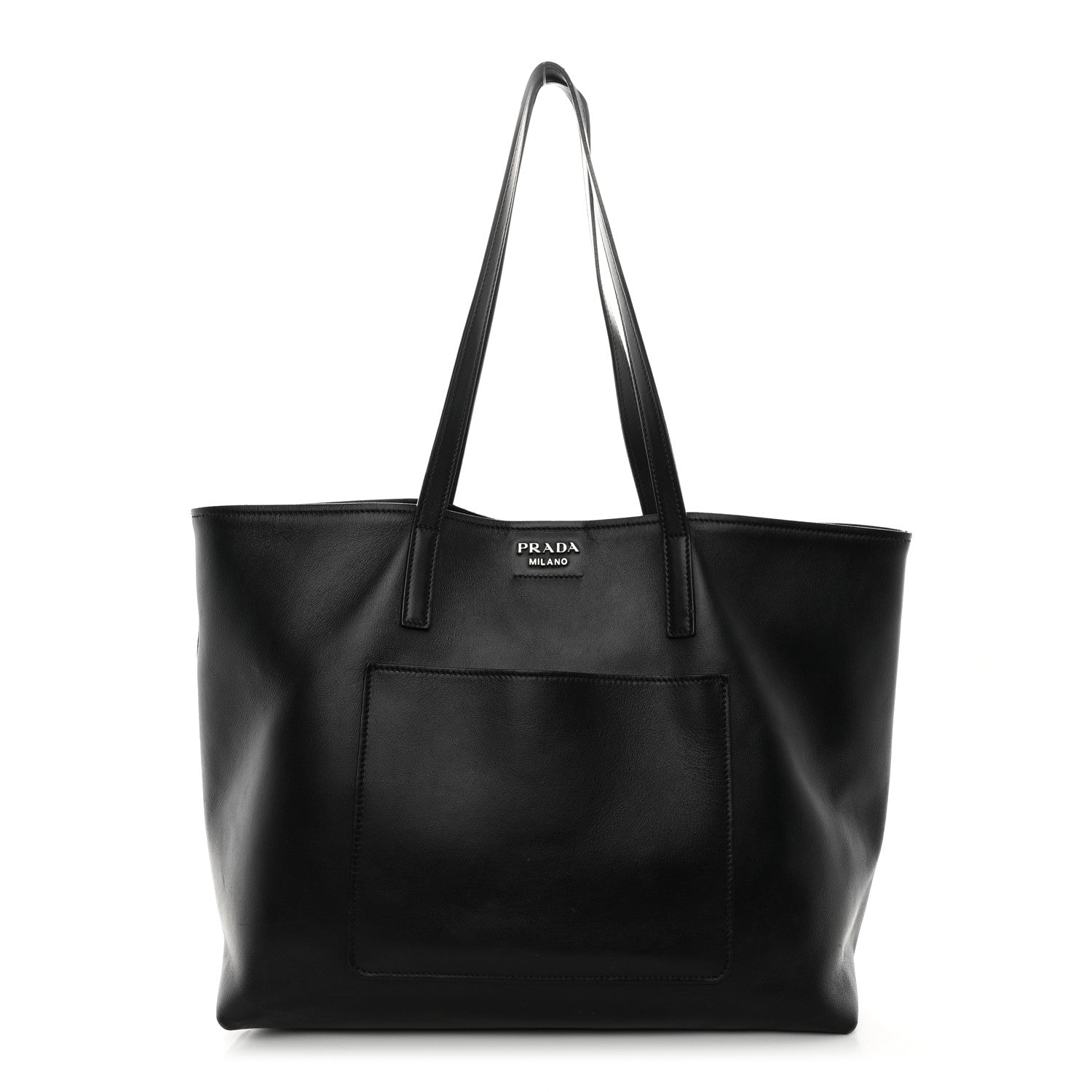 Prada City Calf Front Pocket Large Shopping Tote Black 1 of 13