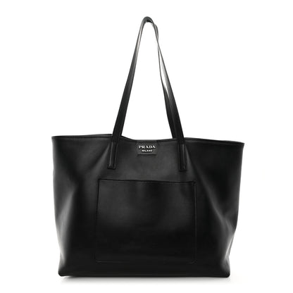 Prada City Calf Front Pocket Large Shopping Tote Black 1 of 13