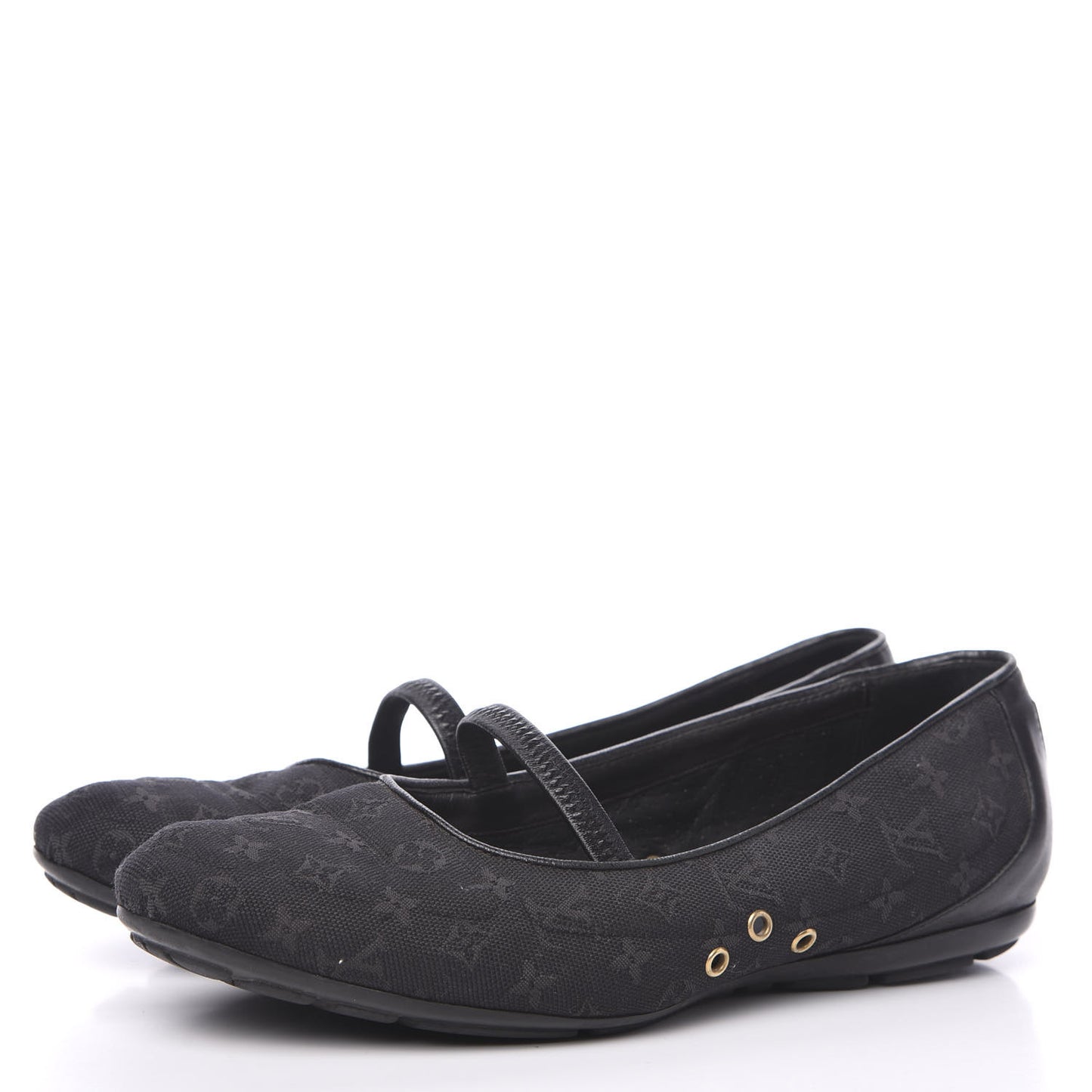 Canvas Monogram Flats 37.5 Black