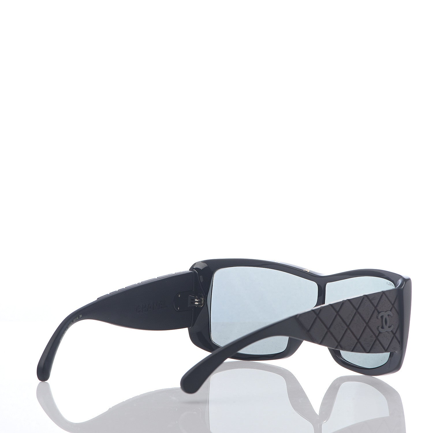 Chanel Wood Rubber Shield Sunglasses 71337A Black 4 of 6