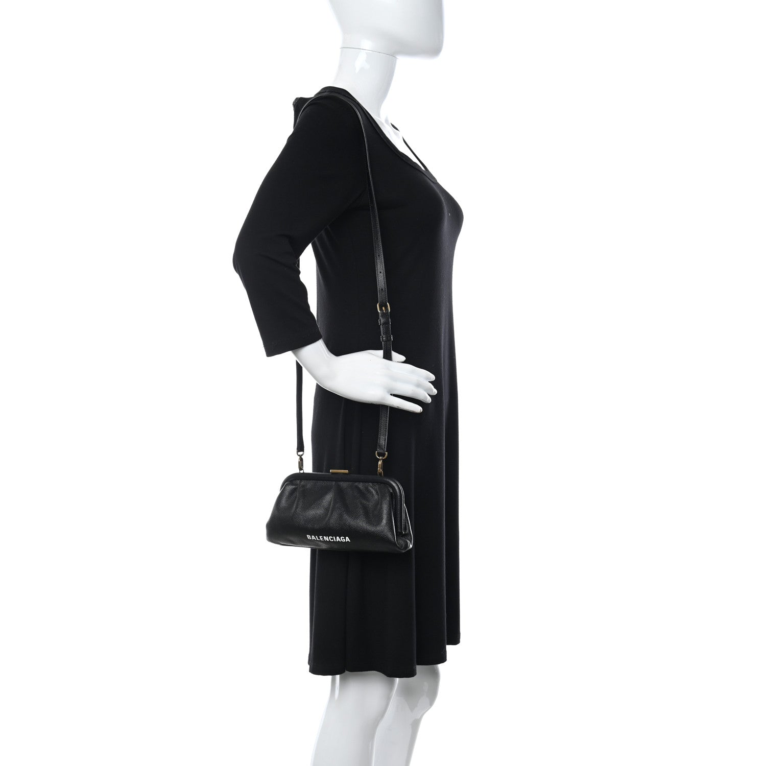 Balenciaga Grained Calfskin Logo Cloud Clutch XS Black 2 of 9