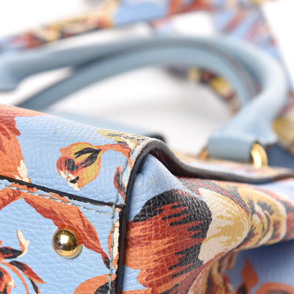 Burberry Soft Grain Calfskin Floral Print Small Buckle Tote Peony Rose Pale Blue Vibrant Orange 15 of 15