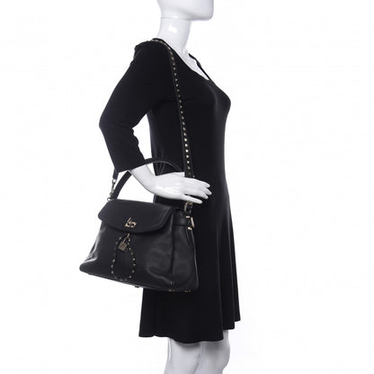 Valentino Garavani Grained Lagun Calfskin Rockstud Twiny Top Handle Bag Black 2 of 9
