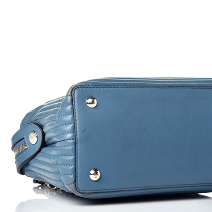 Fendi Shiny Nappa Trapuntata Small DotCom Click Top Handle Chain Satchel Blue 7 of 9