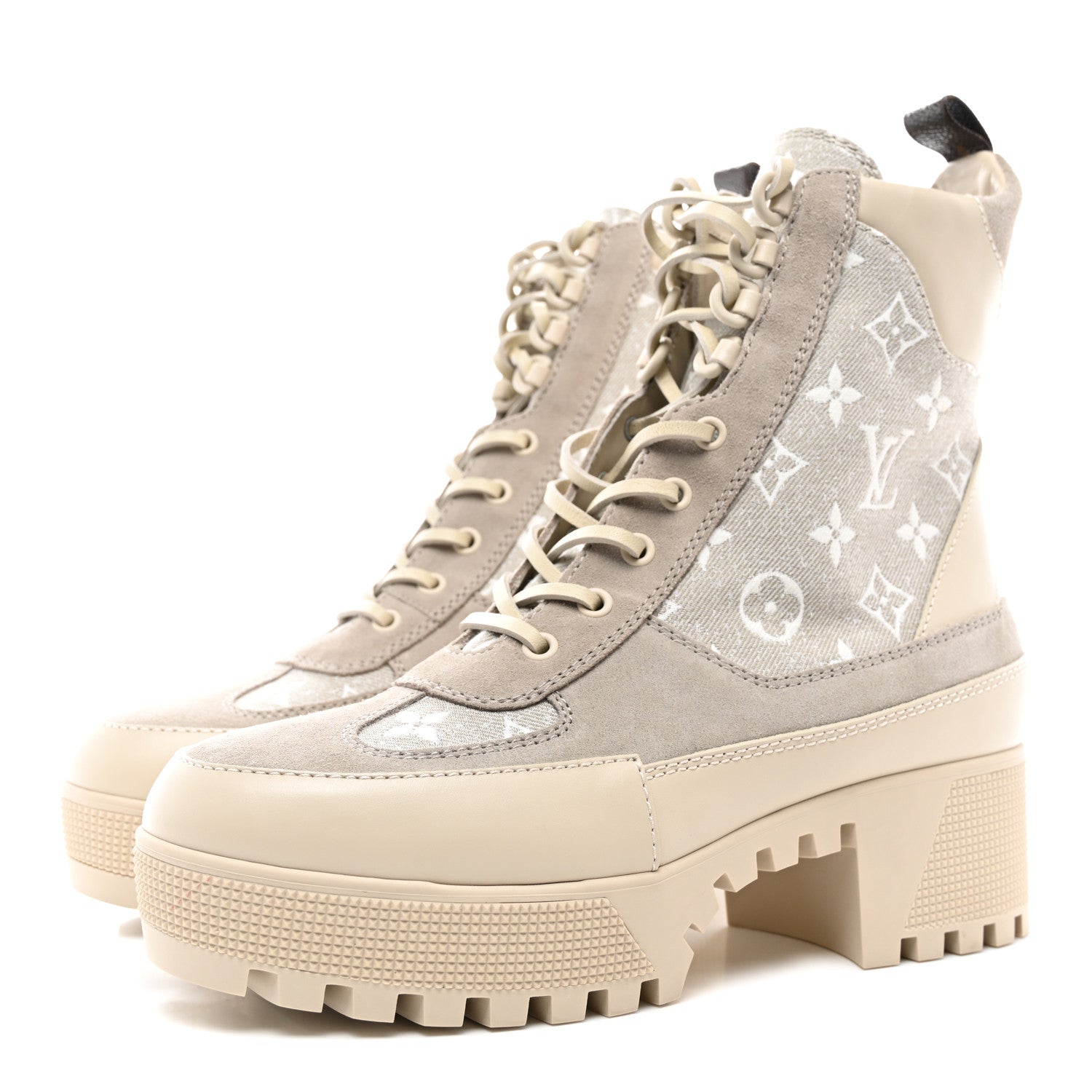 Louis Vuitton Suede Calfskin Laureate Platform Desert Boots 40 Beige 3 of 8