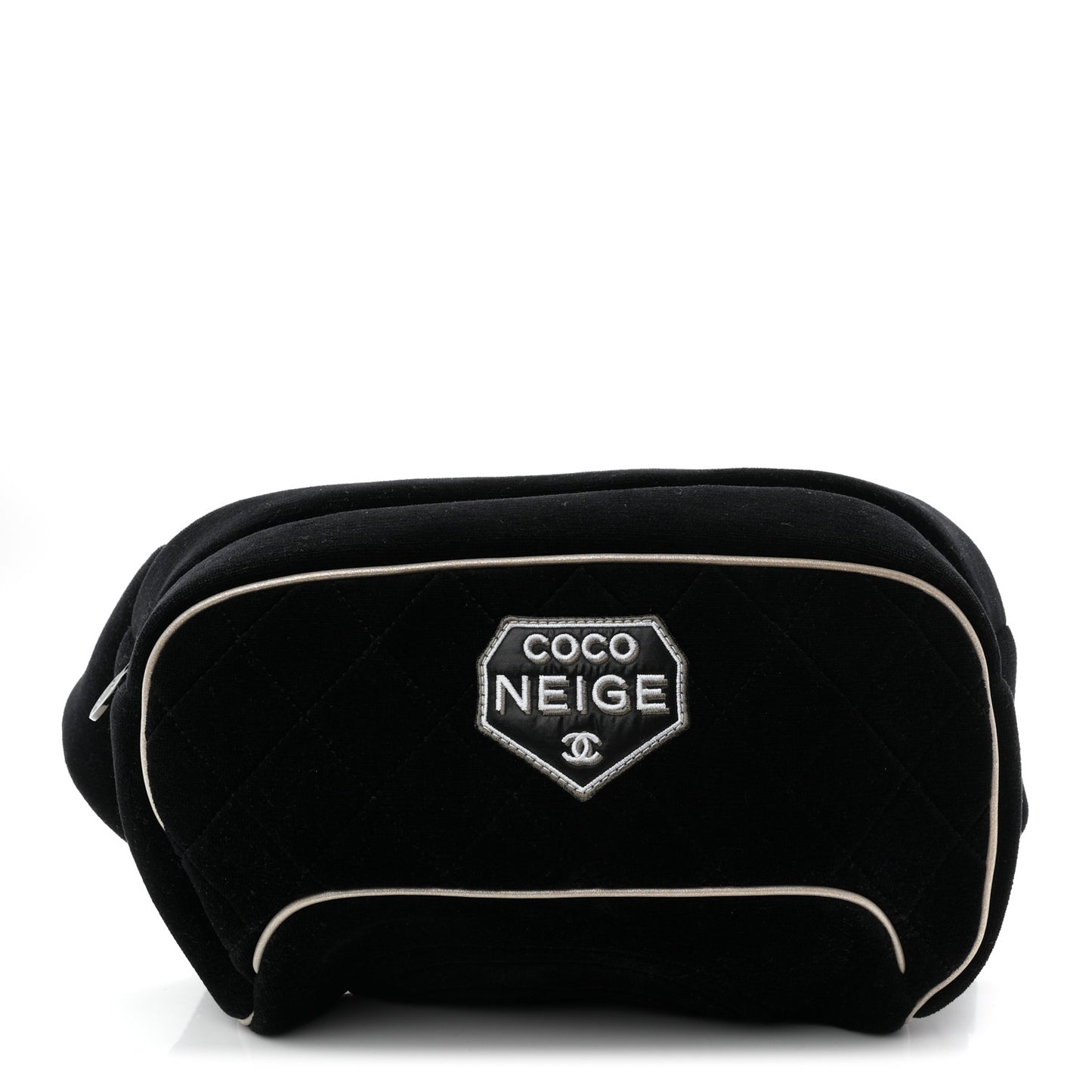Velvet Quilted Coco Neige Waist Bag Black