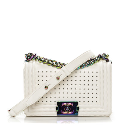 Chanel Lambskin LED Iridescent Metal Small Boy Flap White Multicolor 3 of 12