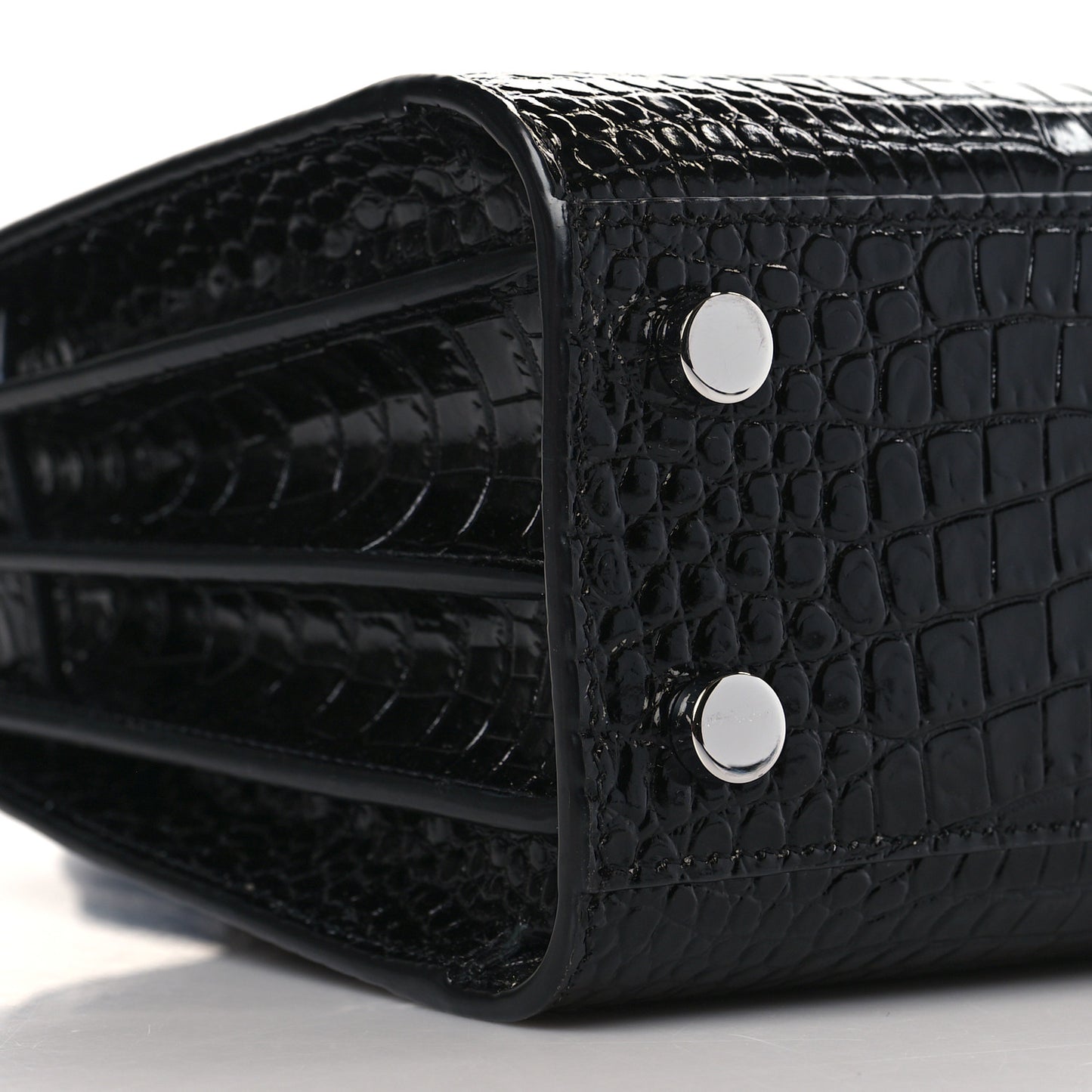Calfskin Crocodile Embossed Nano Sac De Jour Black
