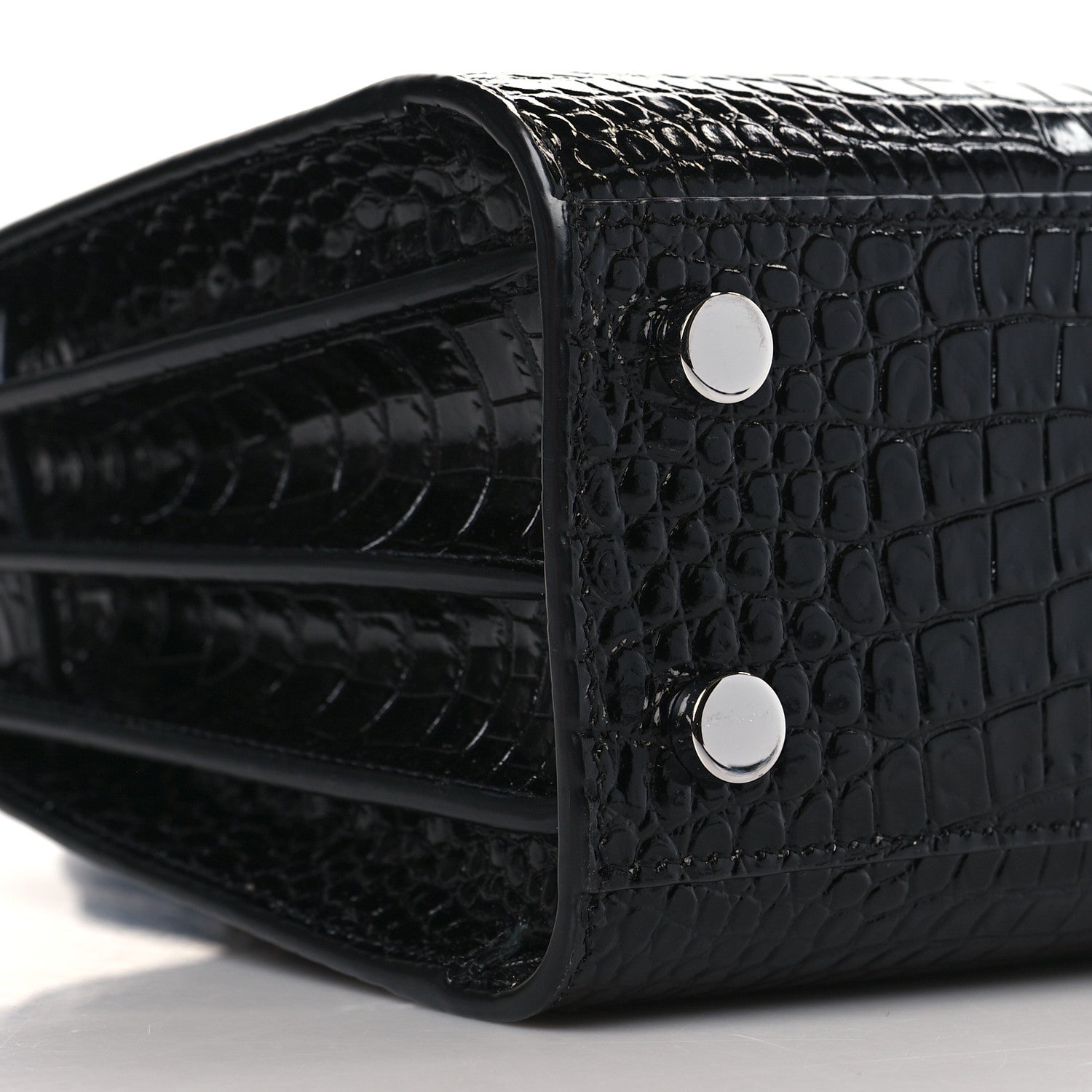 Saint Laurent Calfskin Crocodile Embossed Nano Sac De Jour Black 7 of 8