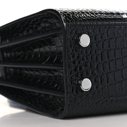Saint Laurent Calfskin Crocodile Embossed Nano Sac De Jour Black 7 of 8