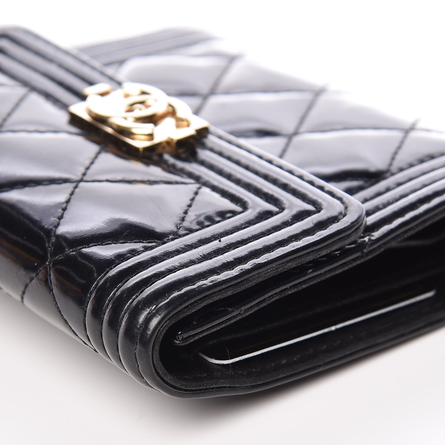 Chanel Patent Quilted Compact Boy Wallet Black 16 of 19