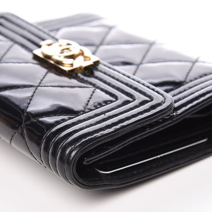 Chanel Patent Quilted Compact Boy Wallet Black 16 of 19