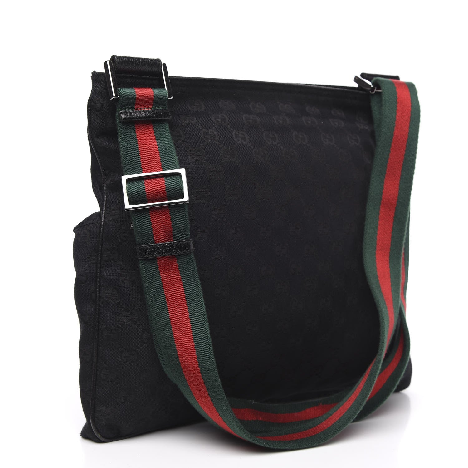 Gucci Monogram Web Medium Double Pocket Messenger Bag Black 3 of 10