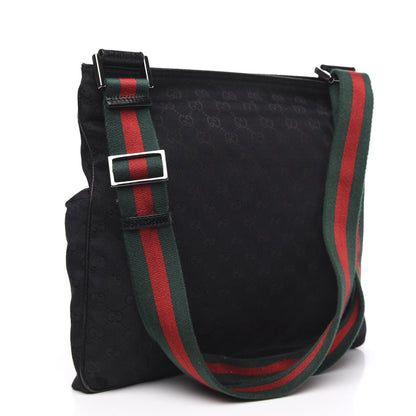 Gucci Monogram Web Medium Double Pocket Messenger Bag Black 3 of 10