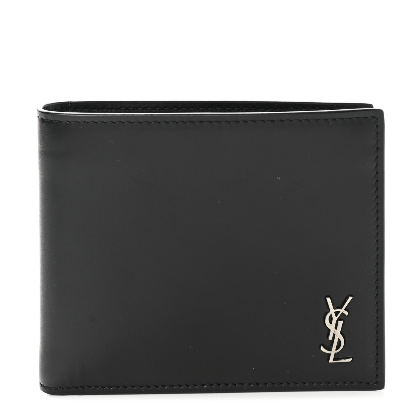 Matte Calfskin Tiny Cassandre East West Wallet Black