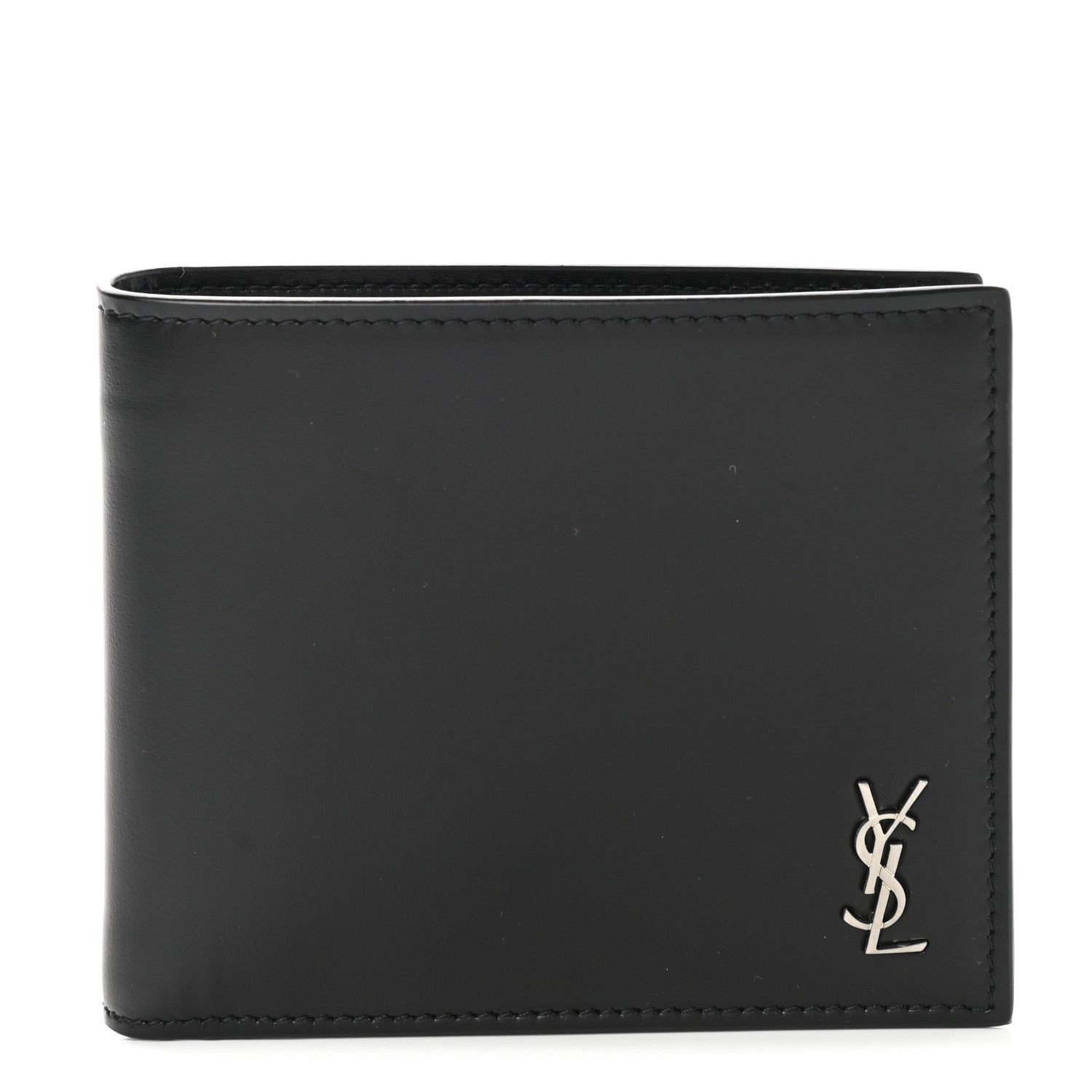 Saint Laurent Matte Calfskin Tiny Cassandre East West Wallet Black 1 of 7