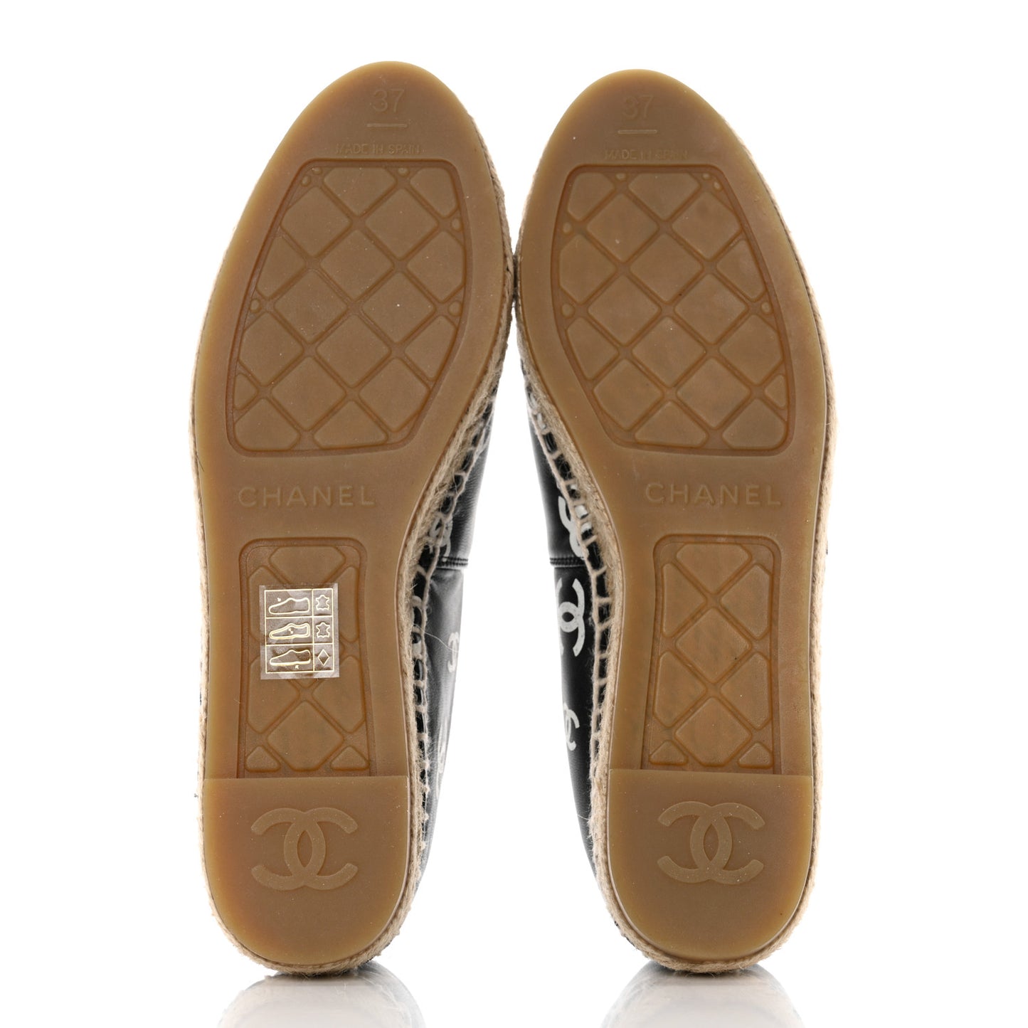 Lambskin Printed CC Espadrilles 37 Black White