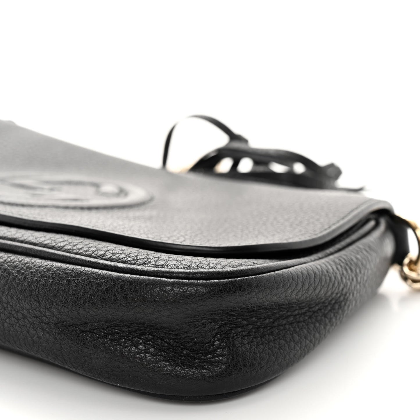 Pebbled Calfskin Medium Soho Flap Crossbody Black