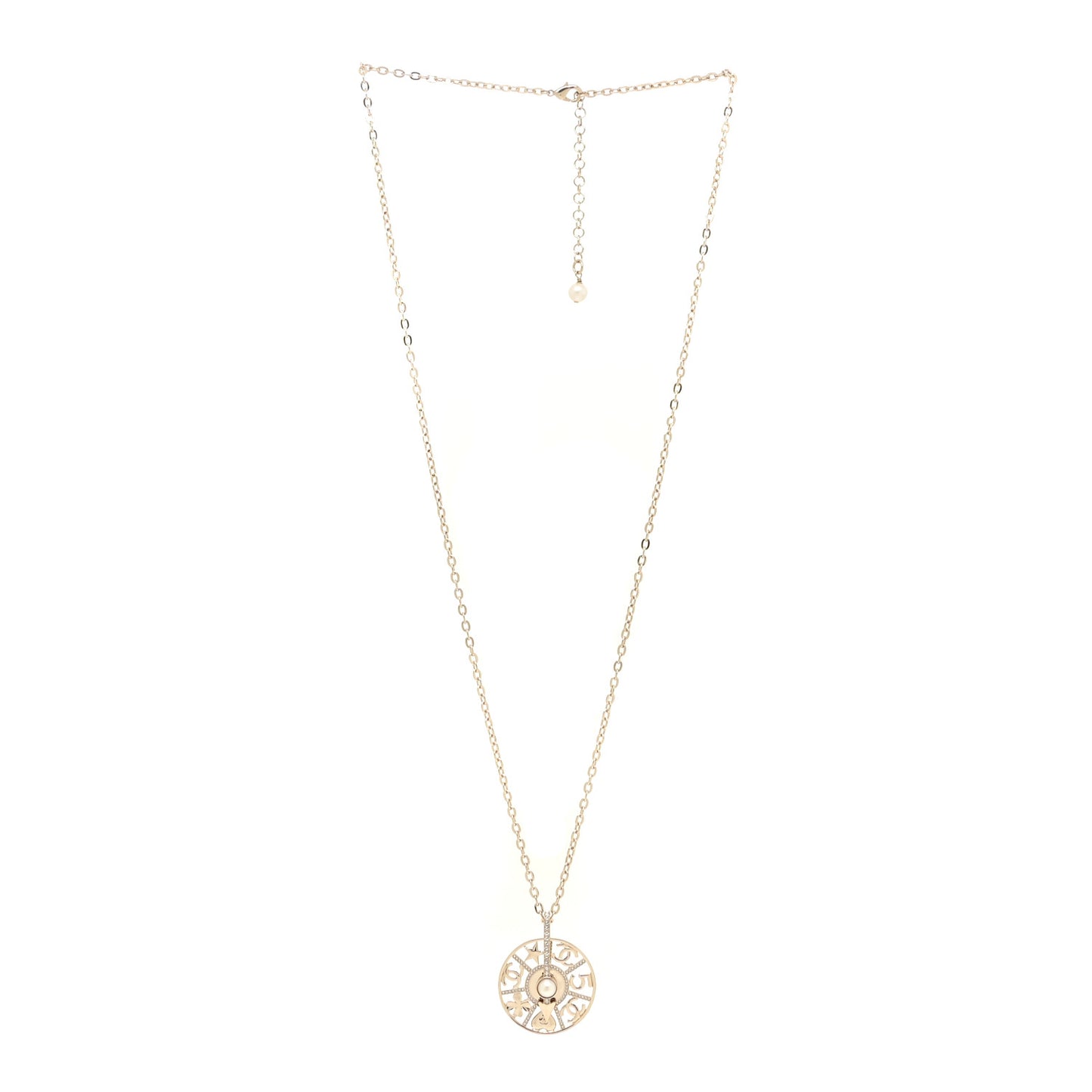 Crystal CC Lucky Charms Pendant Necklace Gold