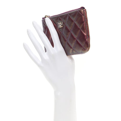 Chanel Iridescent Lambskin Quilted Small Cosmetic Case Purple 2 of 8