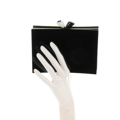 Chanel Acrylic Frame Clutch Black White 2 of 7