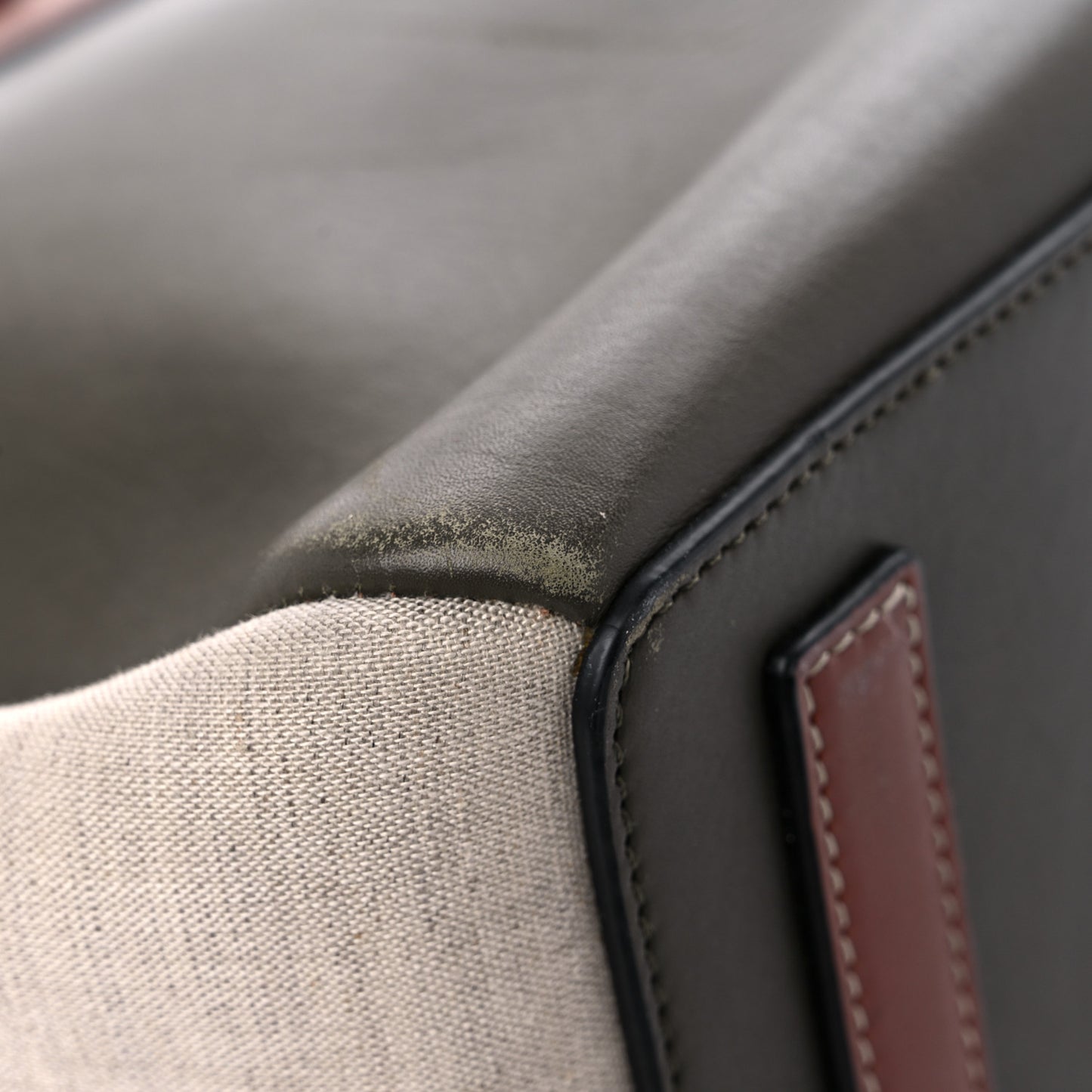 Calfskin Linen Lazo Tote Khaki Green
