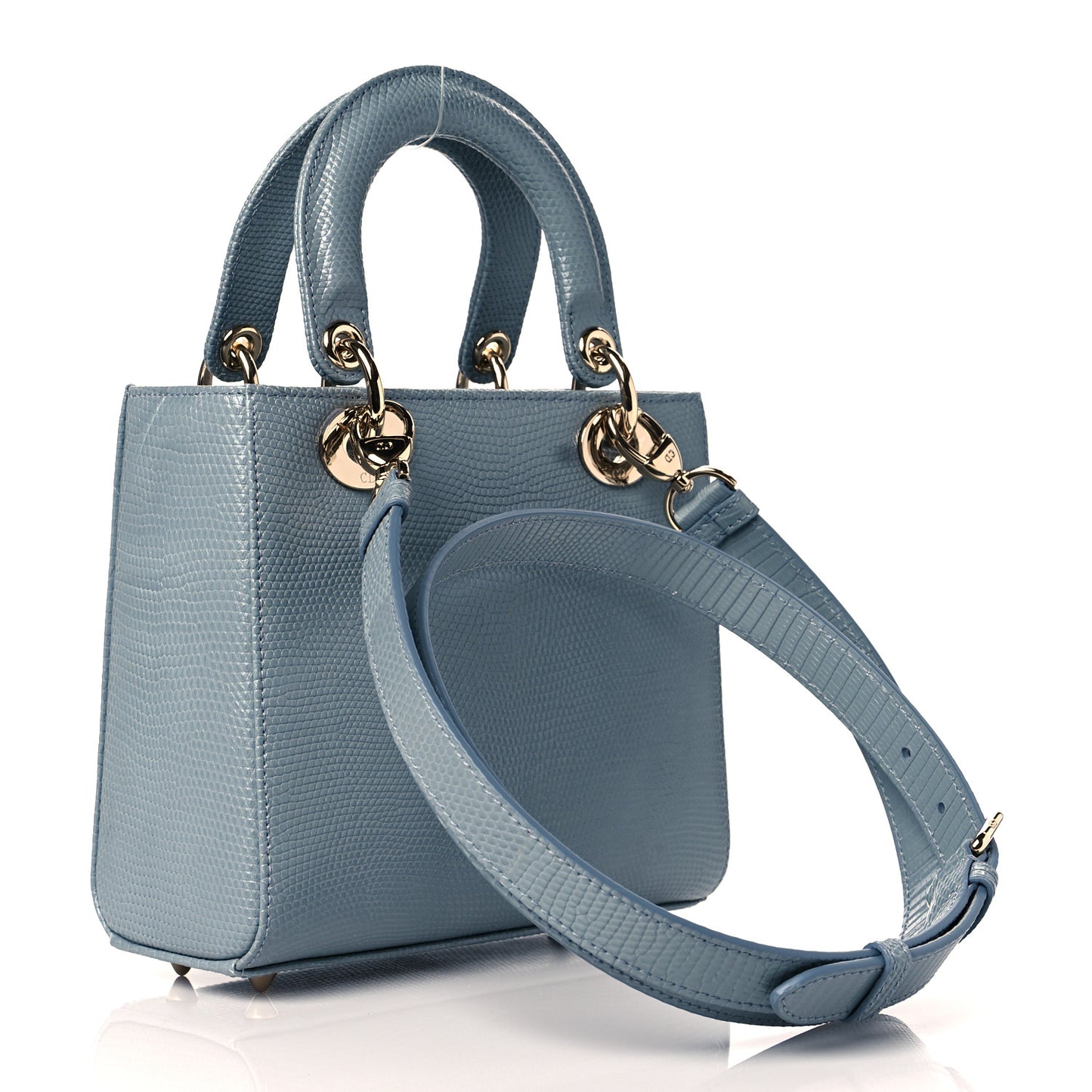 Lizard Small Lady Dior Cloud Blue